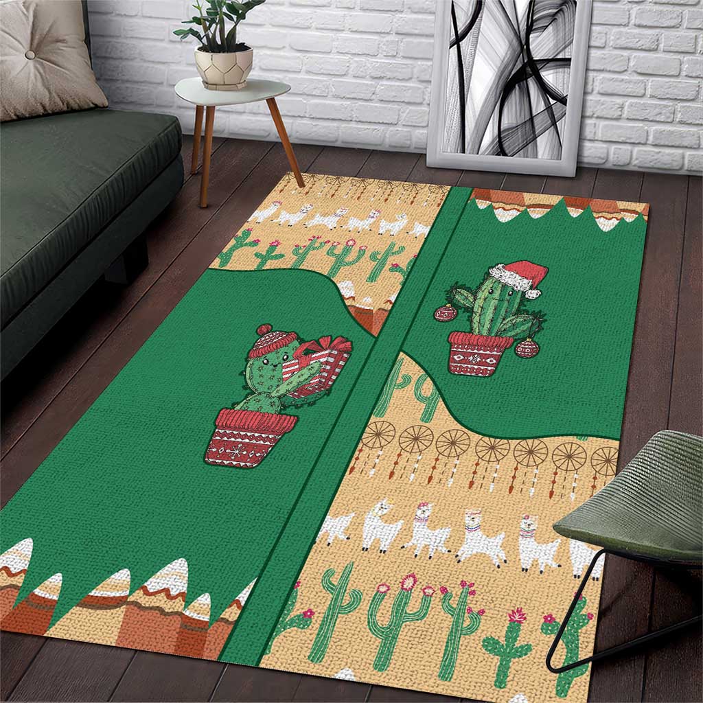 Western Yoke Area Rug Cactus Christmas Cute Style - Wonder Print Shop