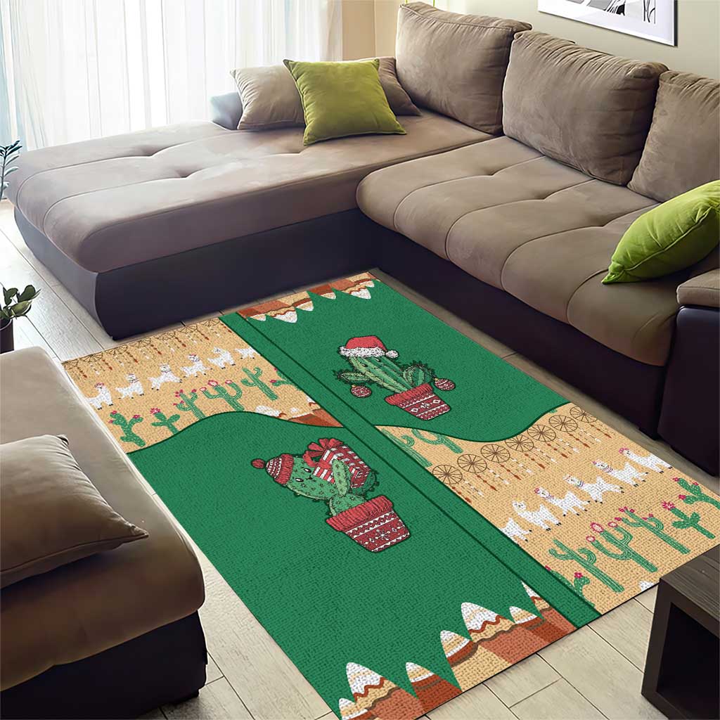 Western Yoke Area Rug Cactus Christmas Cute Style - Wonder Print Shop