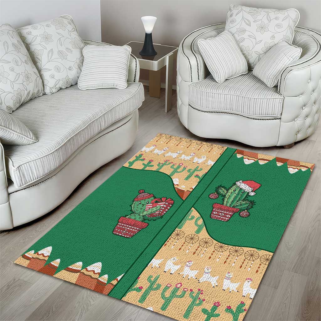 Western Yoke Area Rug Cactus Christmas Cute Style - Wonder Print Shop