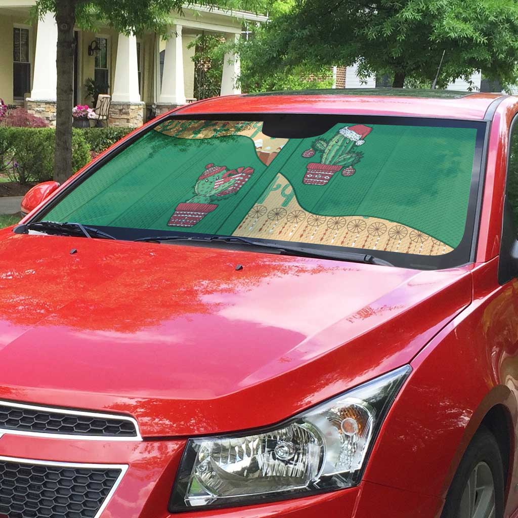 Western Yoke Auto Sun Shade Cactus Christmas Cute Style - Wonder Print Shop