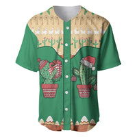 Western Yoke Baseball Jersey Cactus Christmas Cute Style - Wonder Print Shop