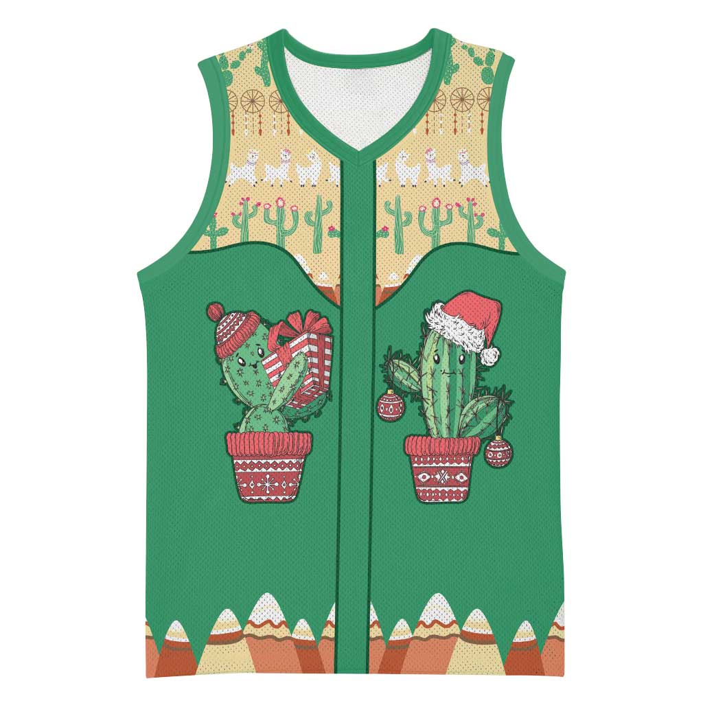 Western Yoke Basketball Jersey Cactus Christmas Cute Style - Wonder Print Shop