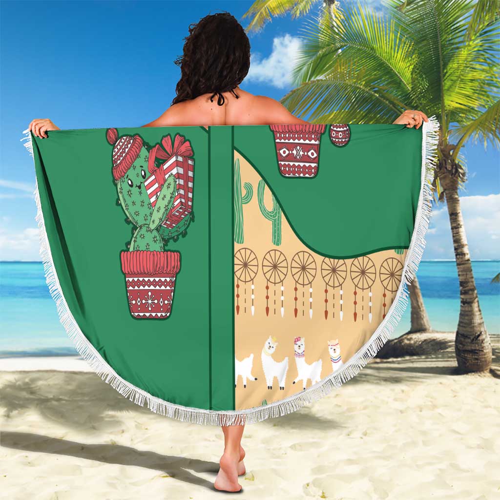 Western Yoke Beach Blanket Cactus Christmas Cute Style - Wonder Print Shop