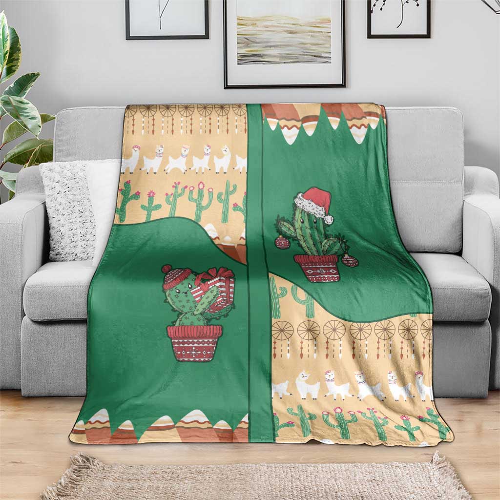 Western Yoke Blanket Cactus Christmas Cute Style - Wonder Print Shop