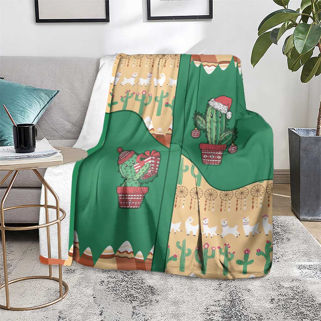 Western Yoke Blanket Cactus Christmas Cute Style - Wonder Print Shop