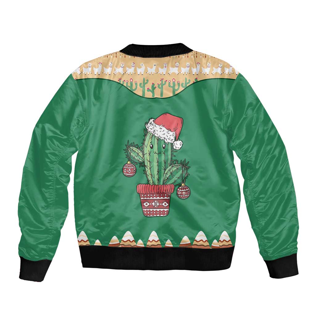 Western Yoke Bomber Jacket Cactus Christmas Cute Style - Wonder Print Shop