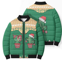 Western Yoke Bomber Puffer Jacket Cactus Christmas Cute Style - Wonder Print Shop