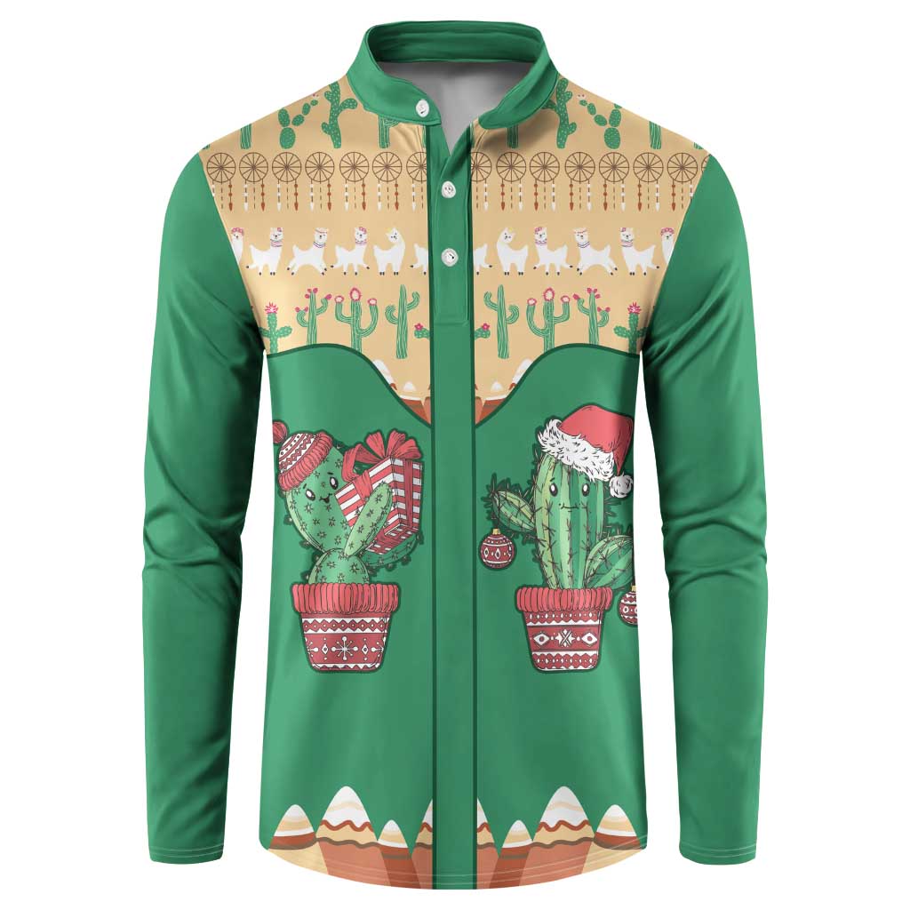 Western Yoke Button Sweatshirt Cactus Christmas Cute Style - Wonder Print Shop