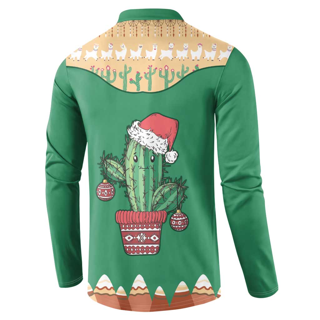 Western Yoke Button Sweatshirt Cactus Christmas Cute Style - Wonder Print Shop