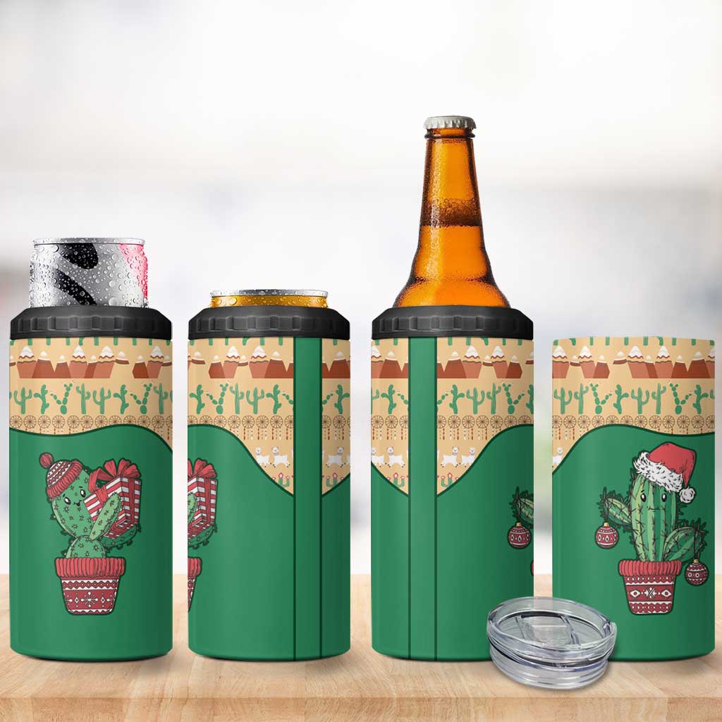 Western Yoke 4 in 1 Can Cooler Tumbler Cactus Christmas Cute Style - Wonder Print Shop