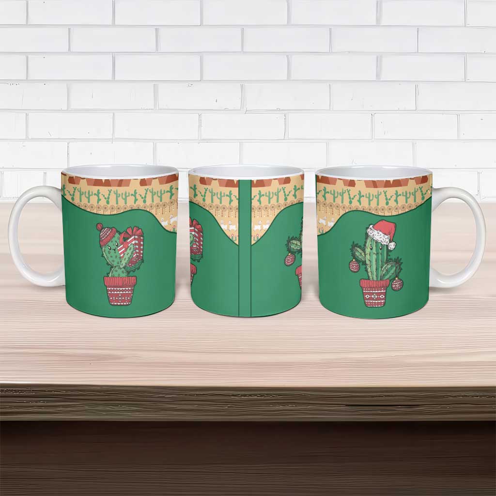 Western Yoke Ceramic Mug Cactus Christmas Cute Style - Wonder Print Shop