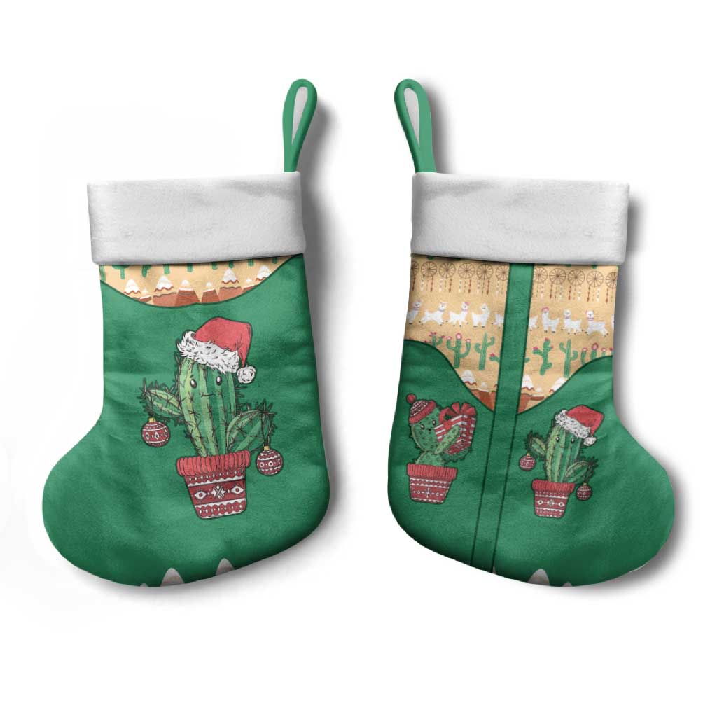 Western Yoke Christmas Stocking Cactus Christmas Cute Style - Wonder Print Shop