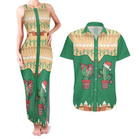 Western Yoke Couples Matching Tank Maxi Dress and Hawaiian Shirt Cactus Christmas Cute Style - Wonder Print Shop
