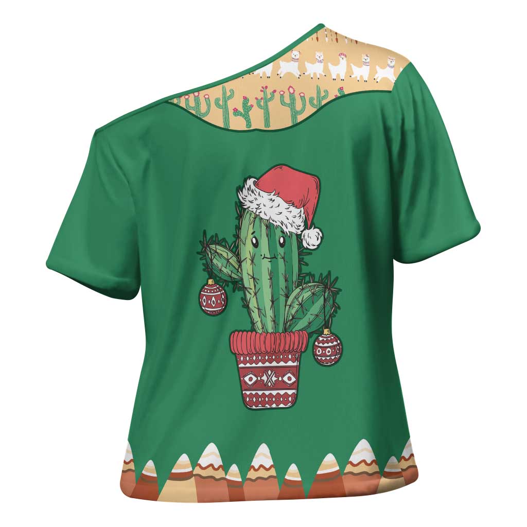 Western Yoke Cross Shoulder Shirt Cactus Christmas Cute Style - Wonder Print Shop