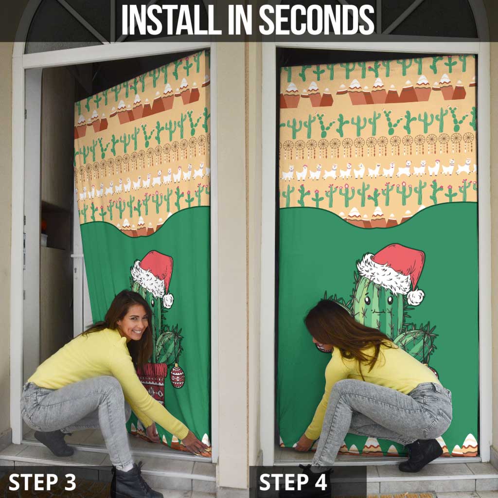 Western Yoke Door Cover Cactus Christmas Cute Style - Wonder Print Shop