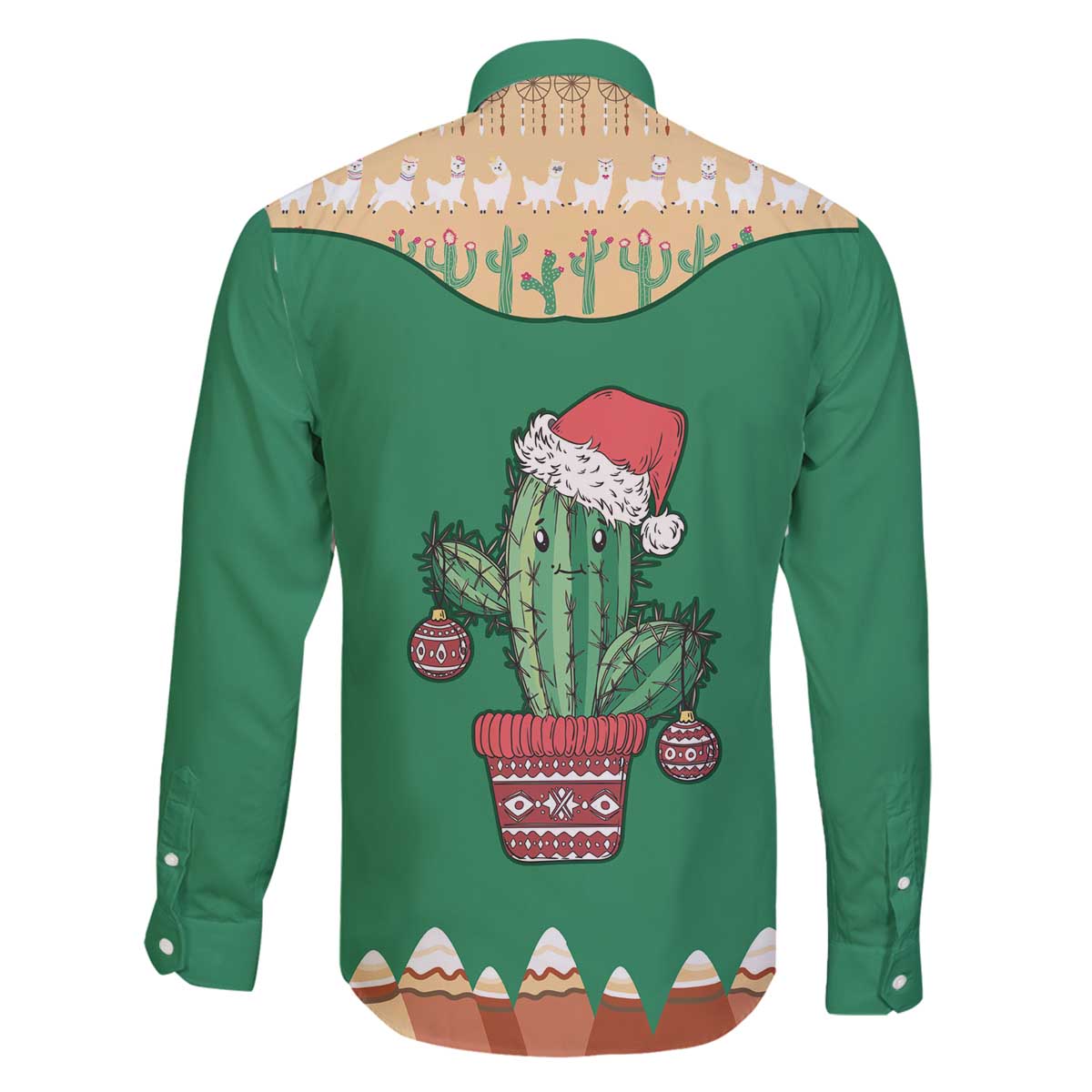 Western Yoke Family Matching Off The Shoulder Long Sleeve Dress and Hawaiian Shirt Cactus Christmas Cute Style - Wonder Print Shop