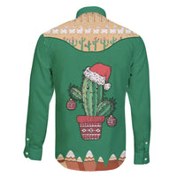 Western Yoke Family Matching Off The Shoulder Long Sleeve Dress and Hawaiian Shirt Cactus Christmas Cute Style - Wonder Print Shop