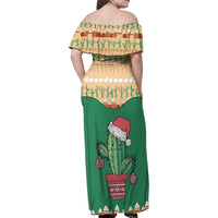 Western Yoke Family Matching Off Shoulder Maxi Dress and Hawaiian Shirt Cactus Christmas Cute Style - Wonder Print Shop