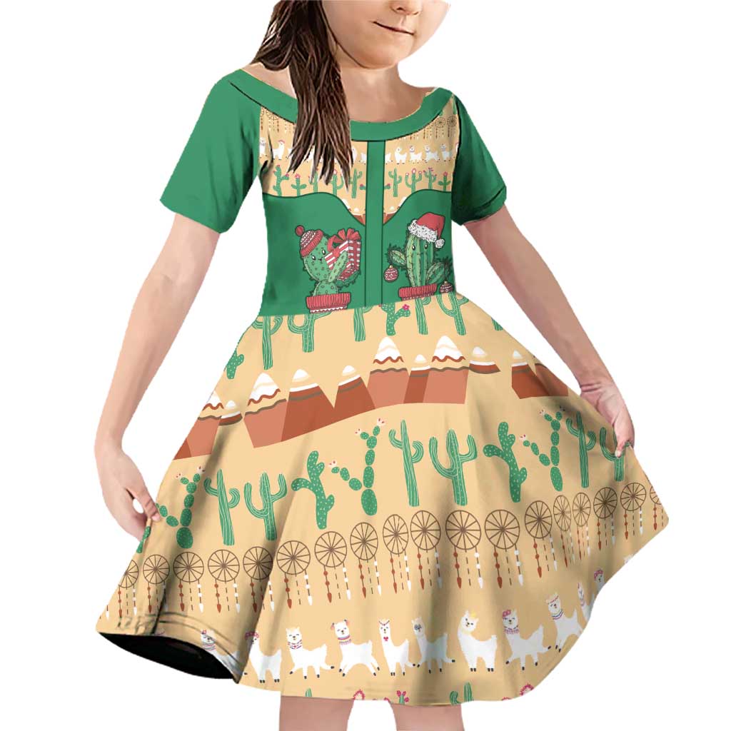 Western Yoke Family Matching Off Shoulder Short Dress and Hawaiian Shirt Cactus Christmas Cute Style - Wonder Print Shop