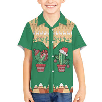 Western Yoke Family Matching Off Shoulder Short Dress and Hawaiian Shirt Cactus Christmas Cute Style - Wonder Print Shop