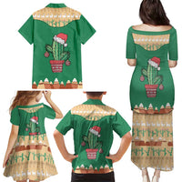 Western Yoke Family Matching Puletasi and Hawaiian Shirt Cactus Christmas Cute Style - Wonder Print Shop