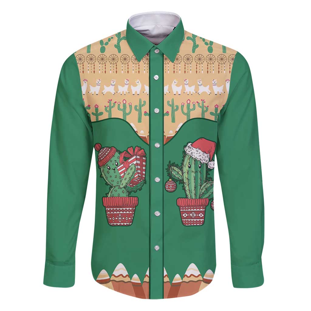 Western Yoke Family Matching Puletasi and Hawaiian Shirt Cactus Christmas Cute Style - Wonder Print Shop