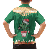 Western Yoke Family Matching Short Sleeve Bodycon Dress and Hawaiian Shirt Cactus Christmas Cute Style - Wonder Print Shop