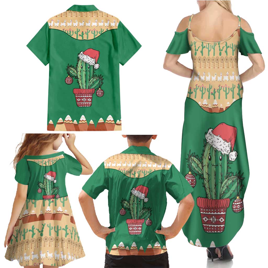 Western Yoke Family Matching Summer Maxi Dress and Hawaiian Shirt Cactus Christmas Cute Style - Wonder Print Shop