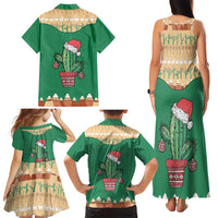 Western Yoke Family Matching Tank Maxi Dress and Hawaiian Shirt Cactus Christmas Cute Style - Wonder Print Shop