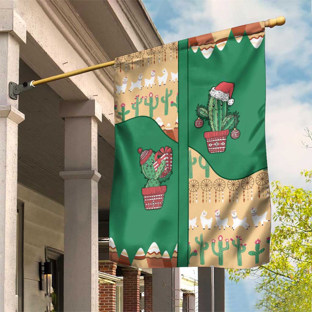 Western Yoke Garden Flag Cactus Christmas Cute Style - Wonder Print Shop