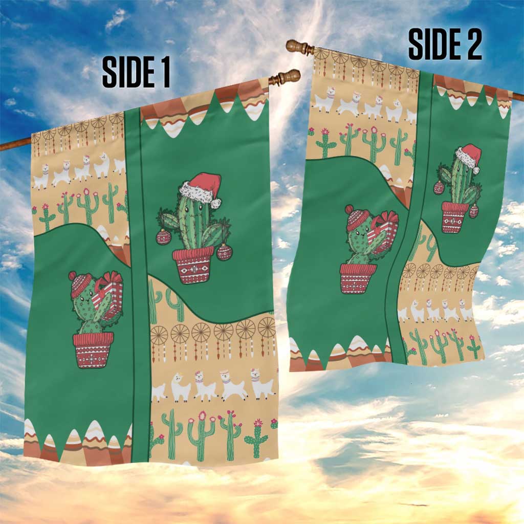 Western Yoke Garden Flag Cactus Christmas Cute Style - Wonder Print Shop