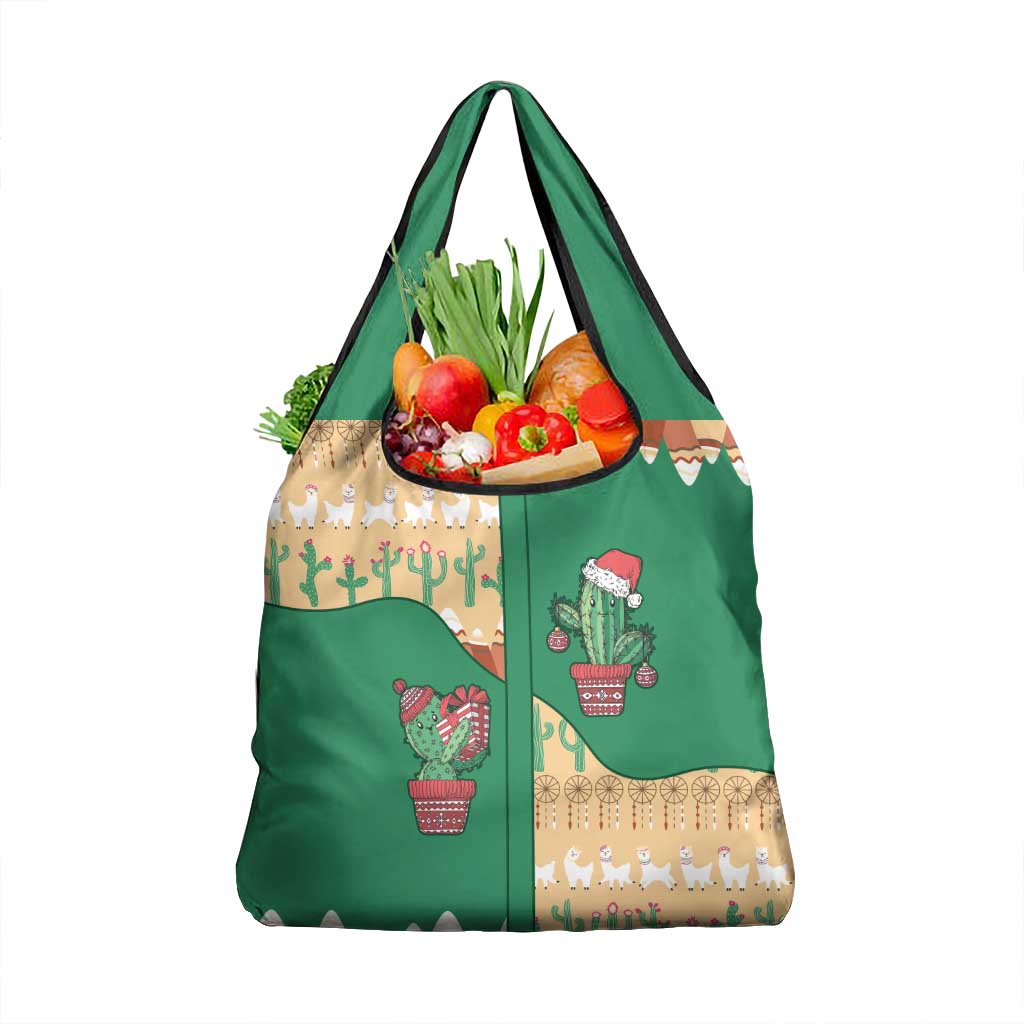 Western Yoke Grocery Bag Cactus Christmas Cute Style - Wonder Print Shop