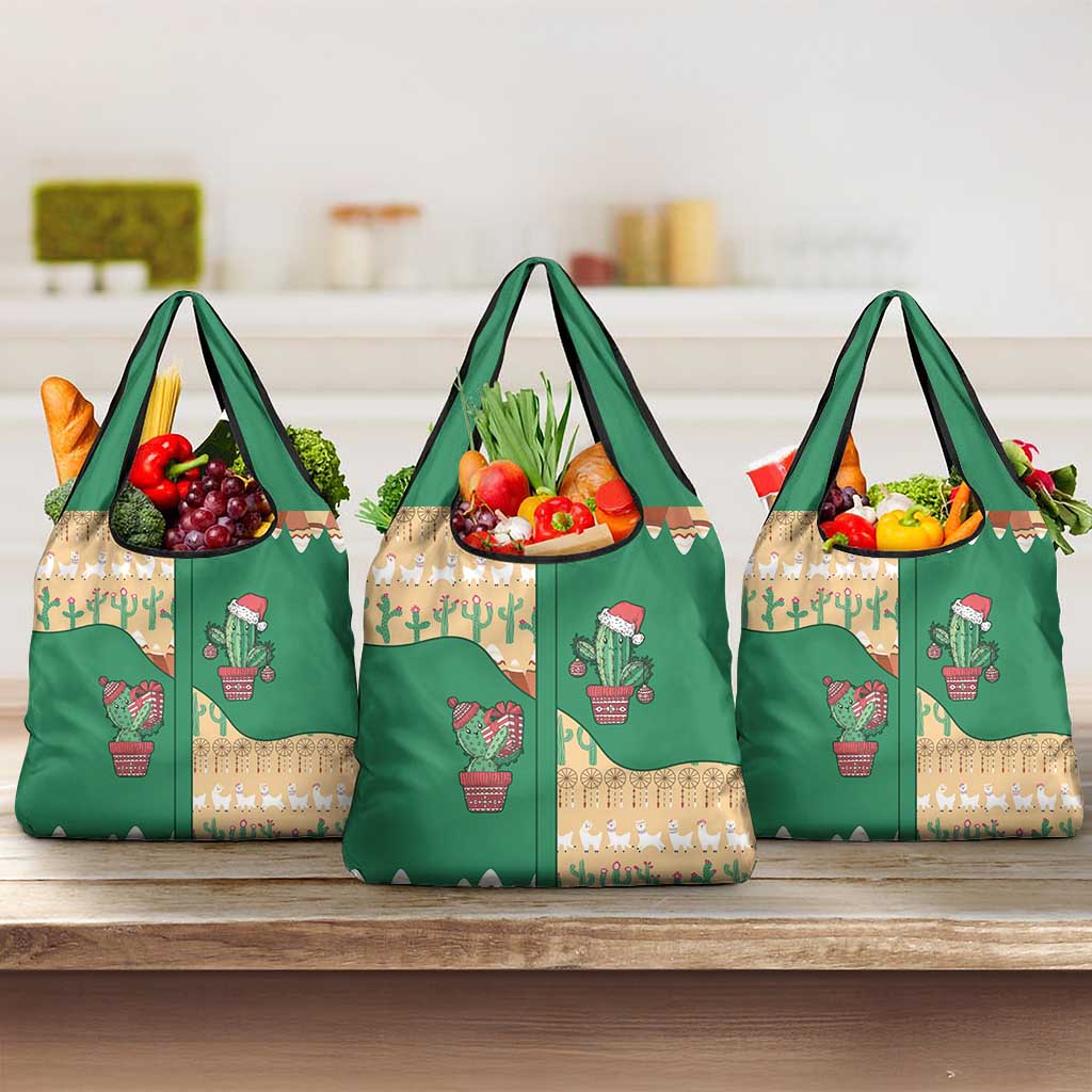 Western Yoke Grocery Bag Cactus Christmas Cute Style - Wonder Print Shop