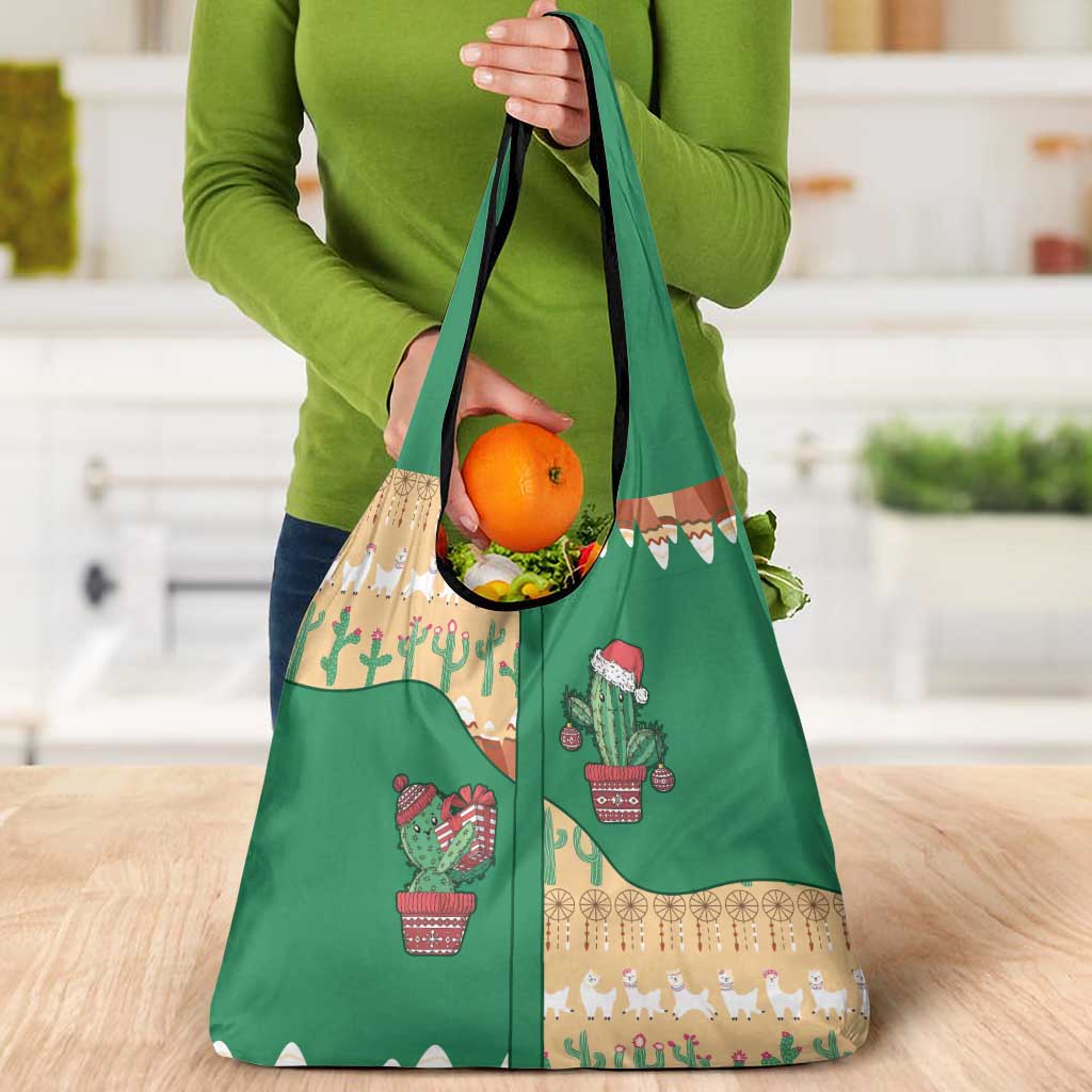Western Yoke Grocery Bag Cactus Christmas Cute Style - Wonder Print Shop