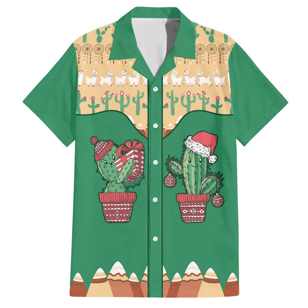 Western Yoke Hawaiian Shirt Cactus Christmas Cute Style - Wonder Print Shop
