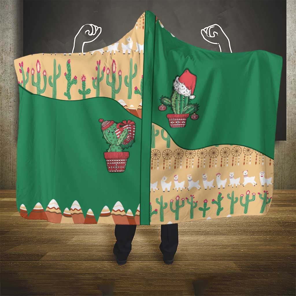 Western Yoke Hooded Blanket Cactus Christmas Cute Style - Wonder Print Shop