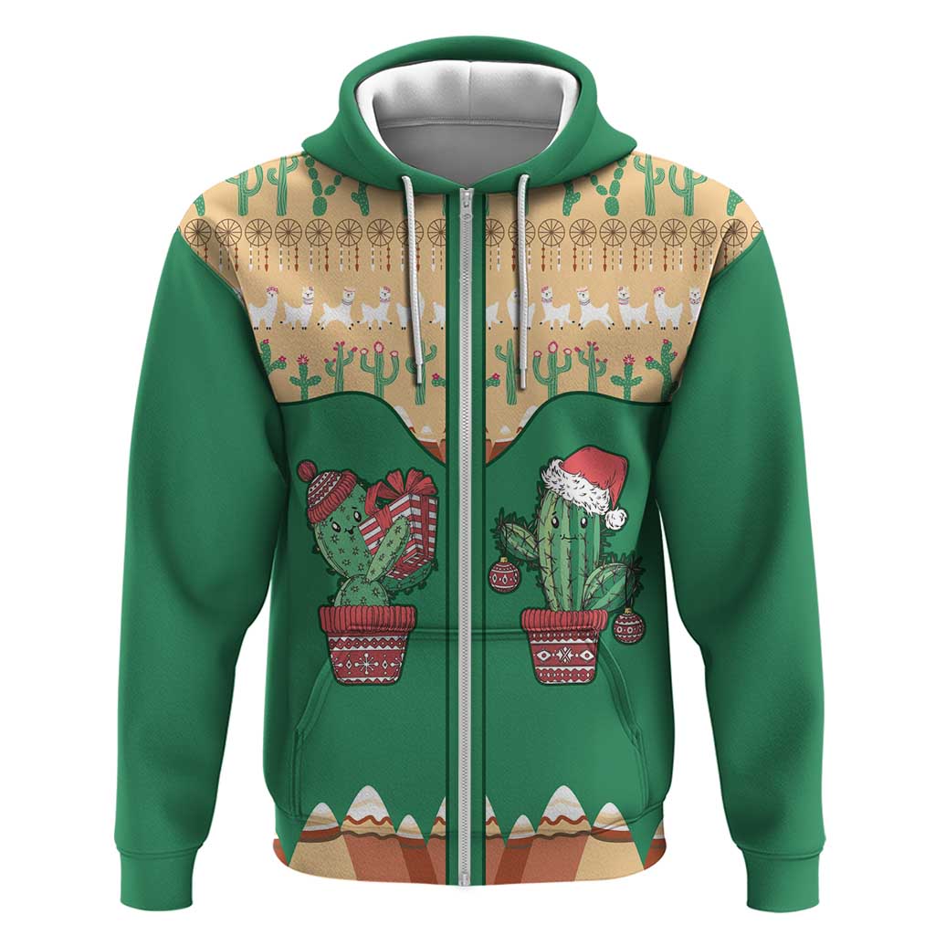 Western Yoke Hoodie Cactus Christmas Cute Style - Wonder Print Shop