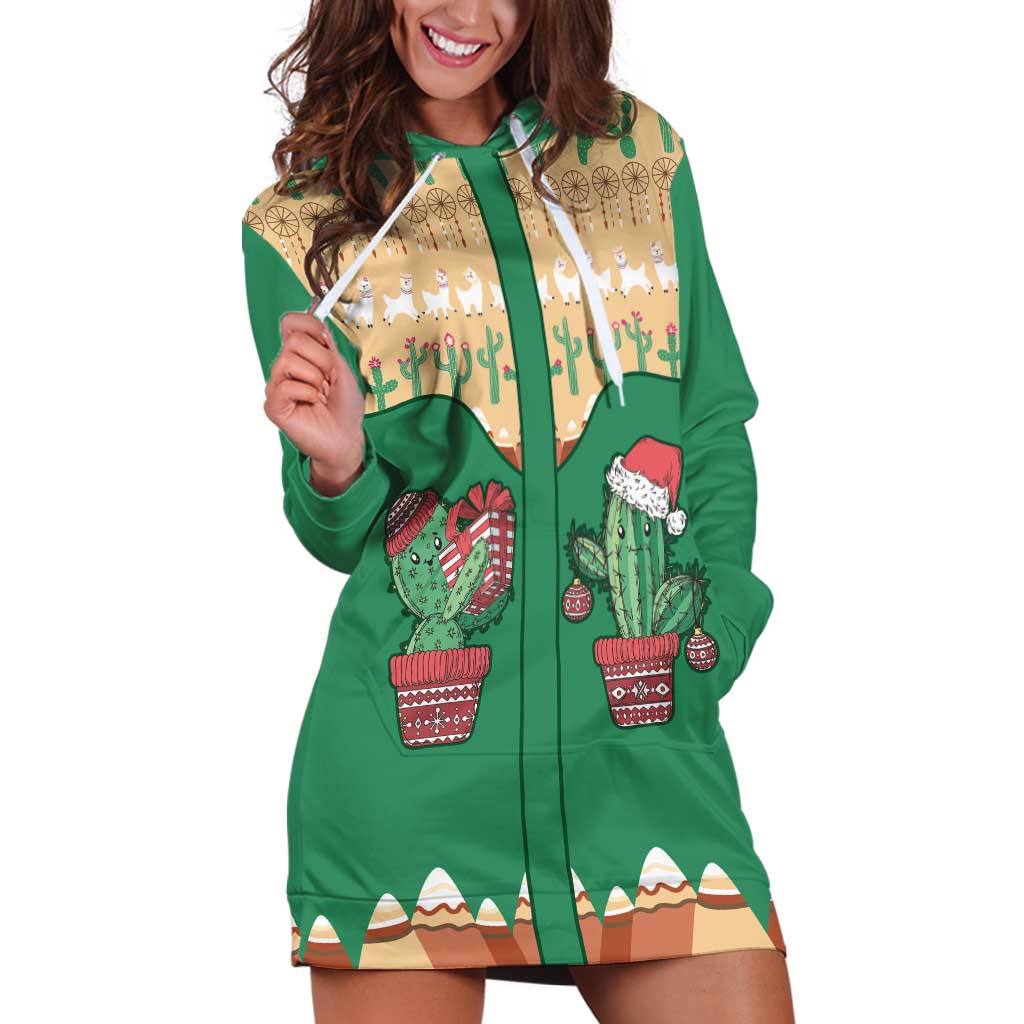 Western Yoke Hoodie Dress Cactus Christmas Cute Style - Wonder Print Shop