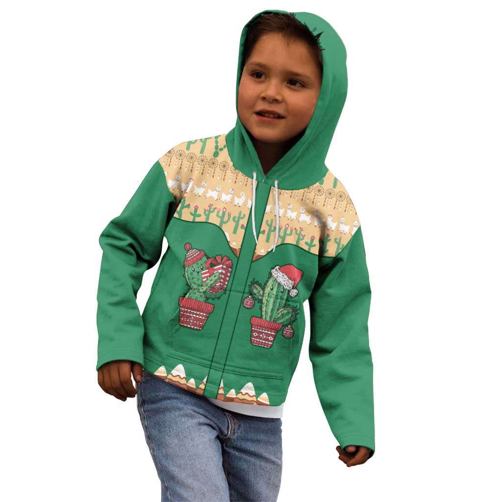 Western Yoke Kid Hoodie Cactus Christmas Cute Style - Wonder Print Shop