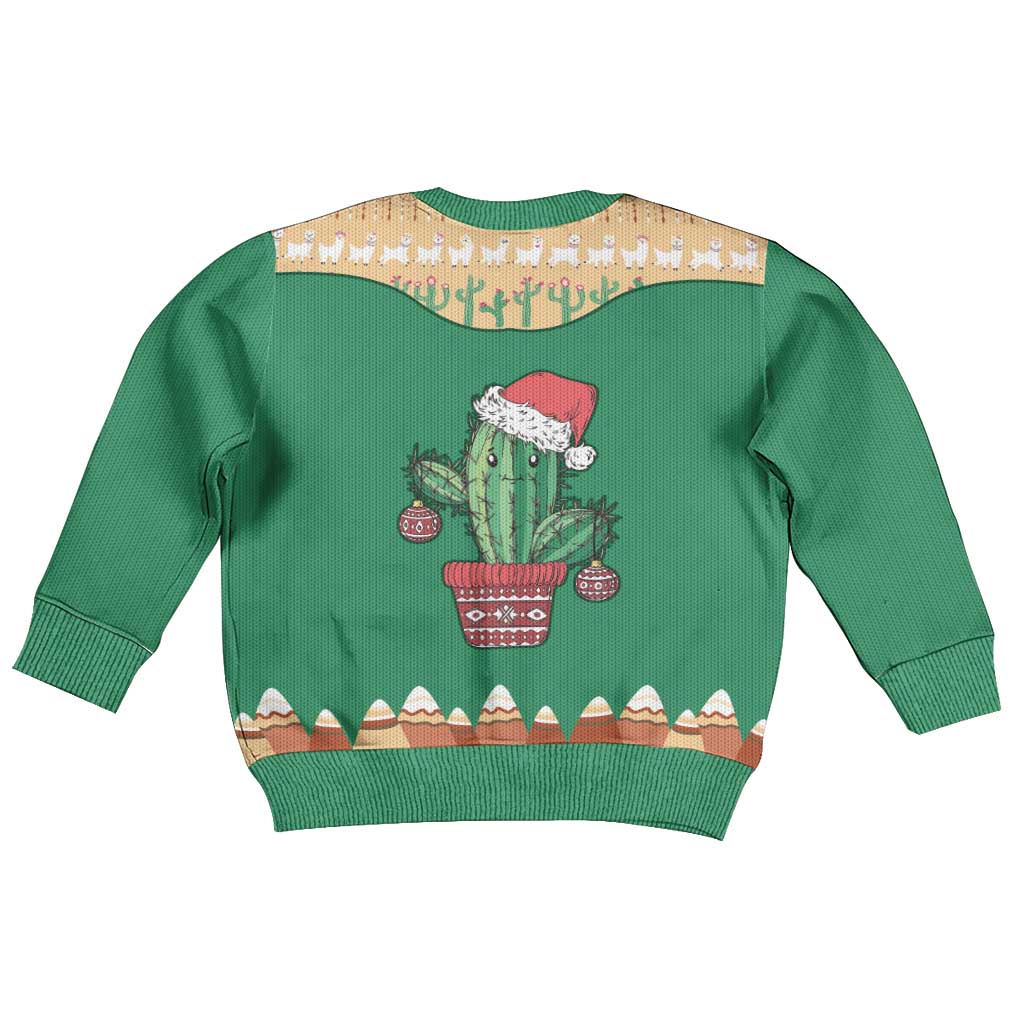 Western Yoke Kid Ugly Christmas Sweater Cactus Christmas Cute Style - Wonder Print Shop