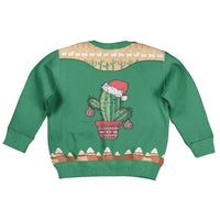 Western Yoke Kid Ugly Christmas Sweater Cactus Christmas Cute Style - Wonder Print Shop