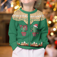 Western Yoke Kid Ugly Christmas Sweater Cactus Christmas Cute Style - Wonder Print Shop