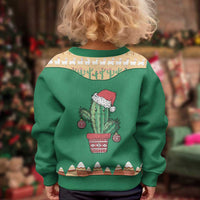 Western Yoke Kid Ugly Christmas Sweater Cactus Christmas Cute Style - Wonder Print Shop