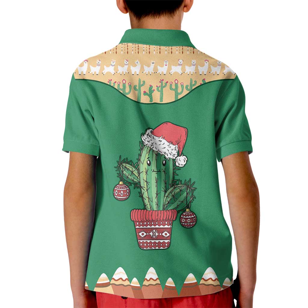Western Yoke Kid Polo Shirt Cactus Christmas Cute Style - Wonder Print Shop