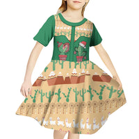 Western Yoke Kid Short Sleeve Dress Cactus Christmas Cute Style - Wonder Print Shop