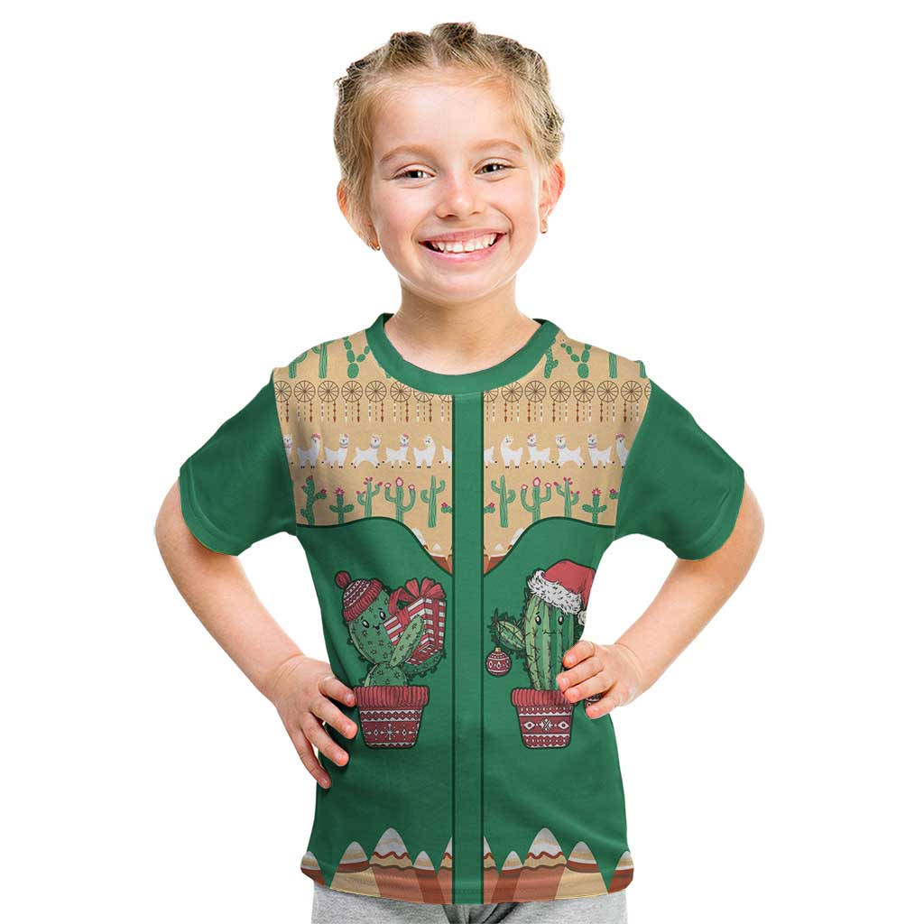 Western Yoke Kid T Shirt Cactus Christmas Cute Style - Wonder Print Shop