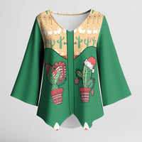 Western Yoke Kimono Sleeve Blouse Cactus Christmas Cute Style - Wonder Print Shop