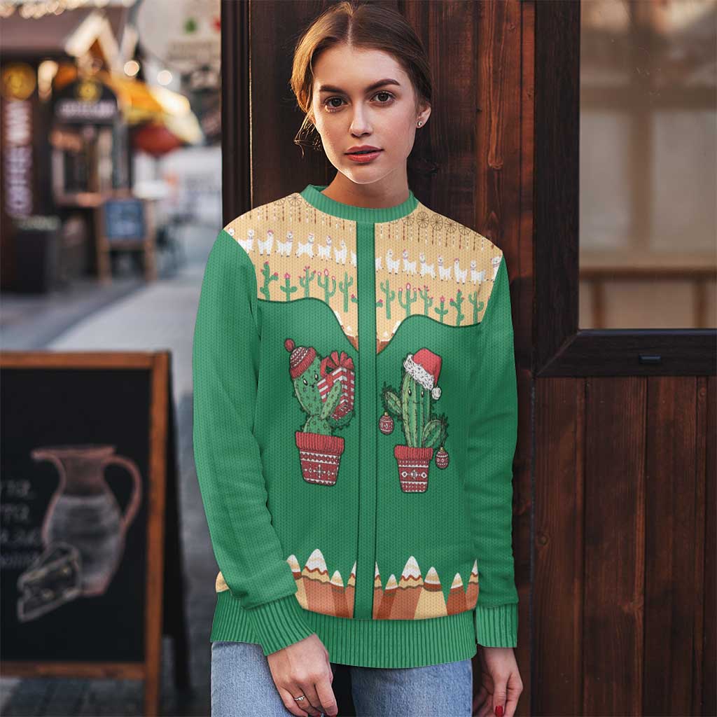 Western Yoke Ugly Christmas Sweater Cactus Christmas Cute Style - Wonder Print Shop