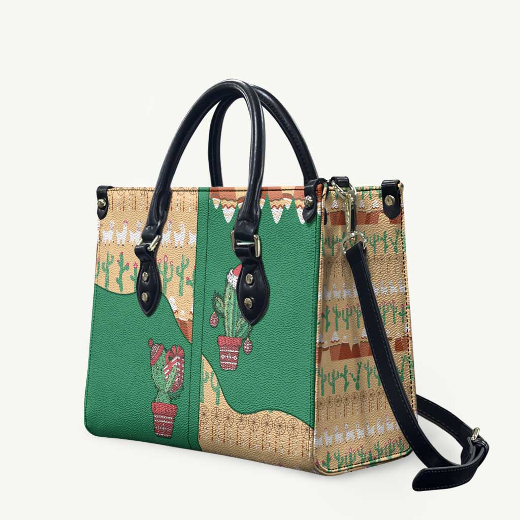 Western Yoke Leather Bag Cactus Christmas Cute Style - Wonder Print Shop
