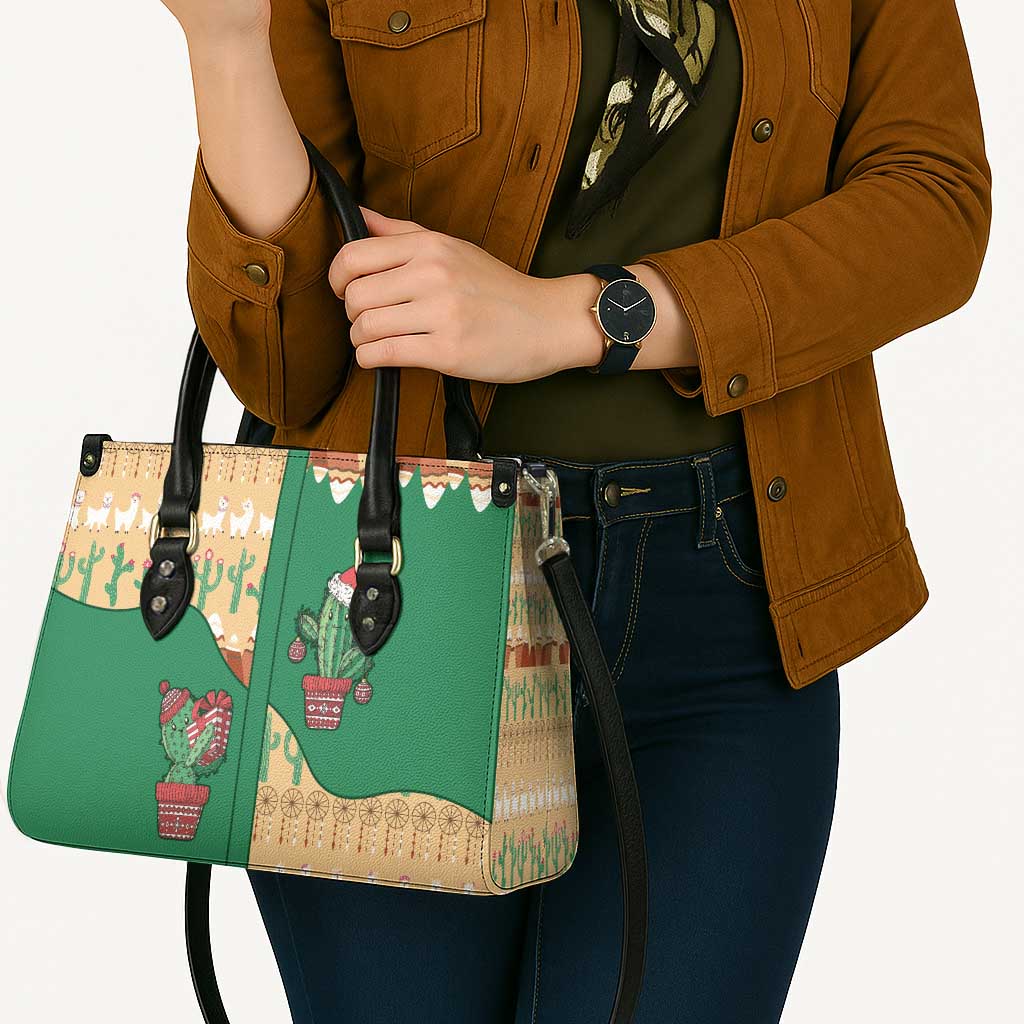 Western Yoke Leather Bag Cactus Christmas Cute Style - Wonder Print Shop